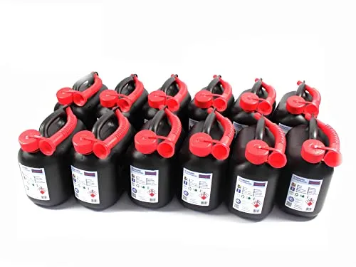 X-Parts 12er Set Benzinkanister 5 L Kraftstoff Kanister UN-Zulassung Kinder-Sicherheitsverschluss Inkl. Ausgießer Diesel Benzin ÖL E10 + E85 geeignet Kettensägen Rasenmäher Auto