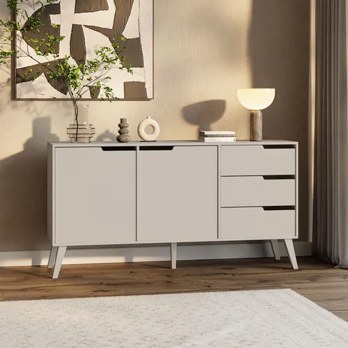 Beautysofa Kommode NOREL – Modernes Design mit 3 Schubladen & 2 Schränken