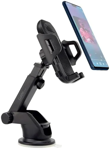 Callstel Handyhalterung Pkw: Universale Kfz-Handyhalterung mit Saugnapf und Lüftungshalterung (ausziehbare, LKW, Windschutzscheibe)