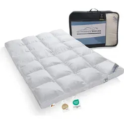 Super warme 100% Winter Hochsteg Daunendecke 155x220 - Bettdecken der Spitzenklasse: Diese 155x220 cm große Daunendecke mit 1550g Füllgewicht bietet perfekten Komfort für kalte Nächte. Atmungsaktiver Baumwollbezug und Nomite-Milbenschutz machen sie ideal für Allergiker.