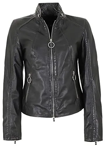 Jilani - Damen Echtleder Lederjacke Lammnappa schwarz Pflanzlich gegerbt Größe 38