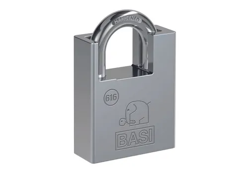 BASI Vorhängeschloss Vorhangschloss, (Packung, 1-tlg), Sicherheitsschloss, beschichtet, B40mm, Bügelschutz, 2 Bahnenschlüssel