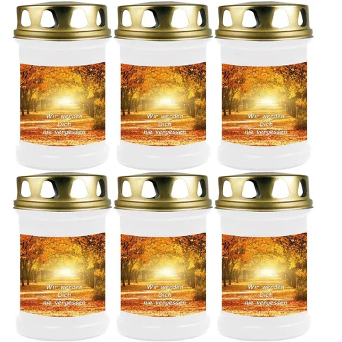 HS Candle Grabkerze (6-tlg), Grabkerze Brenndauer 40 Stunden viele vers. Variationen und Motive