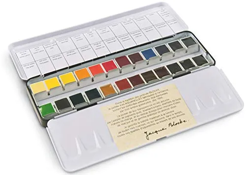 Blockx 85571 Aquarellkasten - Hochwertige Künstler-Aquarellfarben in robustem Metallkasten, 24 leuchtende Farben mit exzellenter Farbbrillanz und Lichtechtheit, ideal für kreative Projekte.