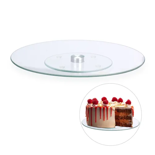 Drehbare Tortenplatte aus Glas - Kuchenständer für kreative Präsentation - Tortenständer & Etageren, ideal für kreative Tortendekoration, mit einer Durchmesser von 30 cm und stabiler Glasstruktur für müheloses Servieren.