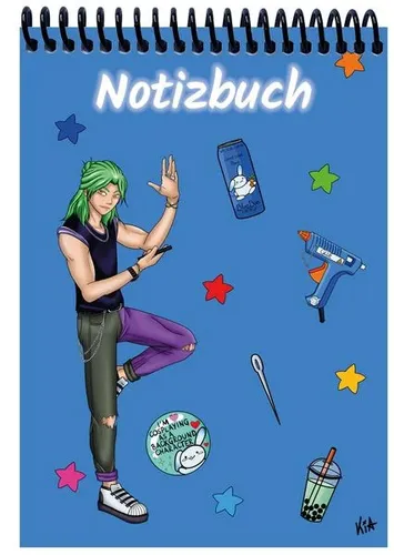 A 5 Notizblock Manga Quinn, blau, kariert Spiralbindung, Notizblock, Tagebuch...