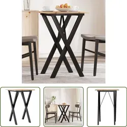 The Living Store Esstisch X-Gestell 50x50x75 cm Massivholz Kiefer und Gusseisen - Braun
