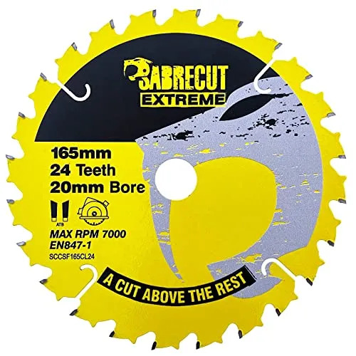 SCCSF165CL24 SabreCut Akku-Kreissägeblatt 165mm 24 Zähne x 20mm Bohrung kompatibel mit Dewalt Bosch Makita und vielen anderen 1 x