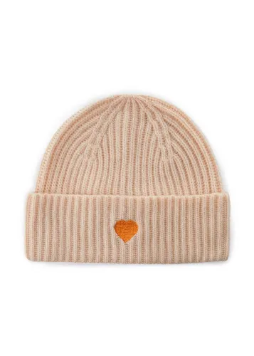 Codello Strickmütze mit Herzstickerei - Strickmützen für stilbewusste Frauen, aus hochwertiger #23 ROMA CASHMERE Qualität für optimalen Wärme- und Tragekomfort, ideal auch als Geschenk.