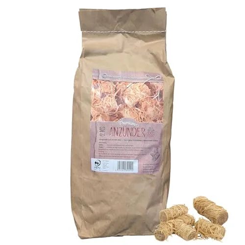 com-four® 2 kg Premium Holzwolle Anzünder