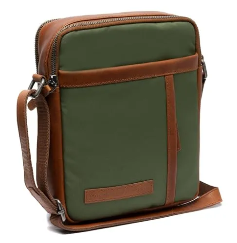 The Chesterfield Brand Arendal Umhängetasche 20cm - Olive Green - Herren Umhängetasche mit 1 Hauptfach, aus strapazierfähigem Nylon und elegantem Leder, ideal für den täglichen Gebrauch.
