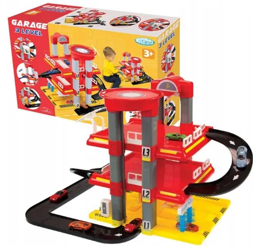 MOCHTOYS TYpatrov Garage mit Hubschrauberlandeplatz und Schlepptau