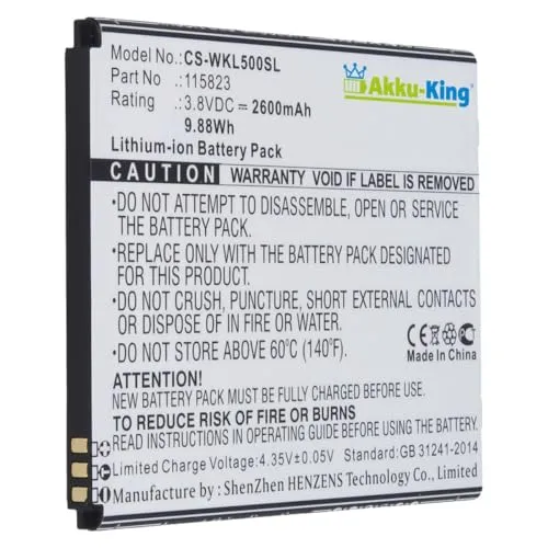 Akku kompatibel mit Wiko 115823 - Li-Ion 2600mAh - für Lenny 5