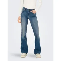 ONLY Onlblush Mid Flared DNM Dot741 Noos Jeans - Damen-Jeanshosen, modische ausgestellte Form mit Gürtelschlaufen und mittlerer Taille für einen lässigen Look.