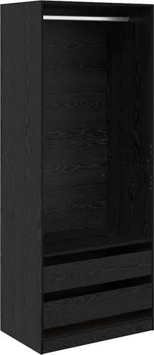 vidaXL Kleiderschrank Schwarz Eichen-Optik 80x50x200 cm - Stilvoll & Funktional - Minimalistischer Kleiderschrank in eleganter Eichen-Optik. Ideal für Ordnung mit praktischen Regalen und Schubladen. Robustes Material sorgt für Langlebigkeit und Flexibilität im Schlafzimmer.