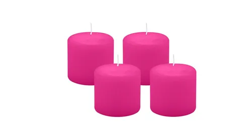 Kopschitz Kerzen Stumpenkerze 4er Set Stumpenkerzen/Adventskranzkerzen Fuchsia Pink Ø 60 x 60 mm