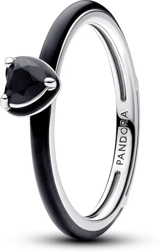 PANDORA Sterling Silver Enamel Ring mit Man-made Crystal in schwarz von Pandora