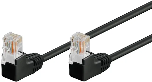 Goobay CAT 5e Patchkabel 2x 90° gewinkelt, U/UTP, Schwarz