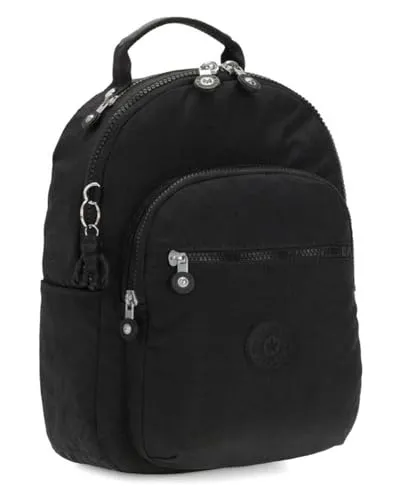 Kipling SEOUL S Kleiner Rucksack, Black Noir (Schwarz) - Tagesrucksack mit Tabletschutz und wasserabweisendem Material, ideal für den Alltag und unterwegs. Praktische Fächer für Smartphone, Stift und Tablet.