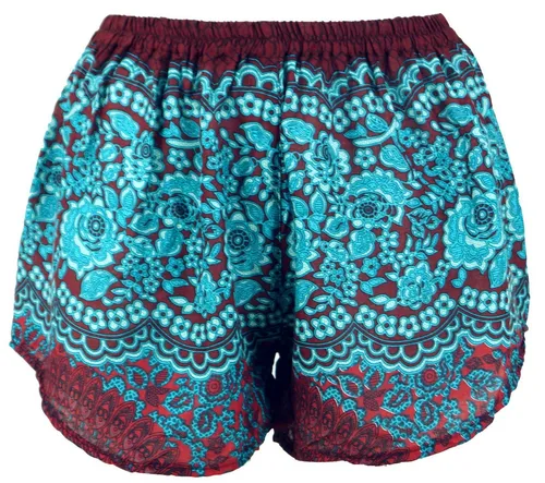 Guru-Shop Hose & Shorts Leichte Pantys, Print Shorts - rot/türkis alternative Bekleidung
