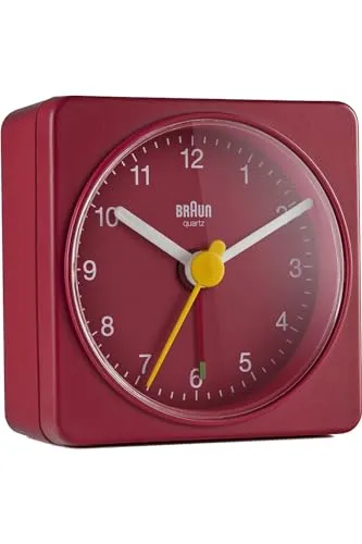 Braun BC02R Klassischer Reisewecker Analog – Ruhiges Quarzuhrwerk Rot