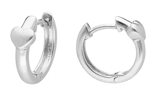 TRENDOR Schmuck 925 Kinder Ohrringe 925 Silber Klapp-Creolen mit Herz 41724