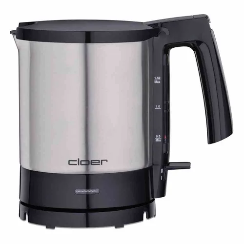 Cloer 4710 Wasserkocher - 2000 W, 1,5 Liter mattierter Edelstahl, Trockengeh- und Überhitzungsschutz für Sicherheit und Komfort