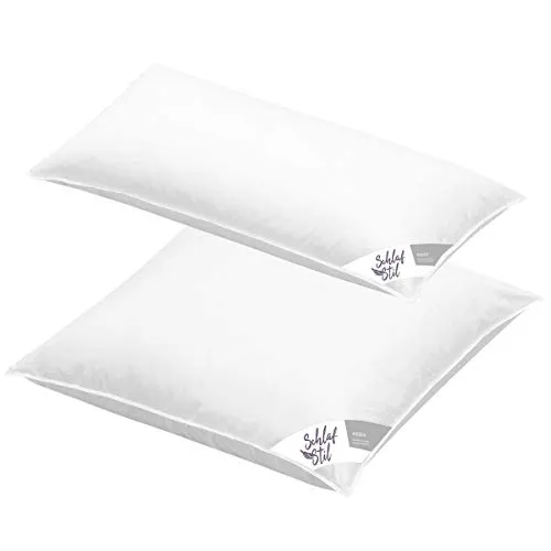 SCHLAFSTIL Gänsefedern- und Daunenkissen D600 80x80 - Kissen mit 50% Gänsedaunen für erholsamen Schlaf und ein optimales Schlafklima, ideal für gemütliche Nächte.