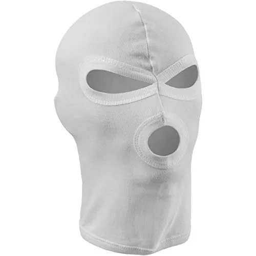 MFH Balaclava, 3-Loch, dünn, 100% Baumwolle (DE/NL/SE/PL, Alphanumerisch, Einheitsgröße, weiß)