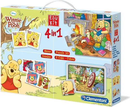 Winnie Pooh Spieleset 4in1 - Gesellschaftsspiele: Vielseitiges 4in1 Spieleset mit Memo, Domino, Puzzle und Cubes für stundenlangen Spielspaß mit Winnie Pooh.
