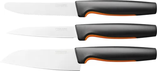 Fiskars Küchenmesser-Set, 3-teilig, Functional Form - Küchenmessersets für Profis und Hobbyköche, ergonomische Griffe für optimalen Halt und Langlebigkeit. Hochwertige Klingen aus japanischem Edelstahl sorgen für präzise Schneidkraft.