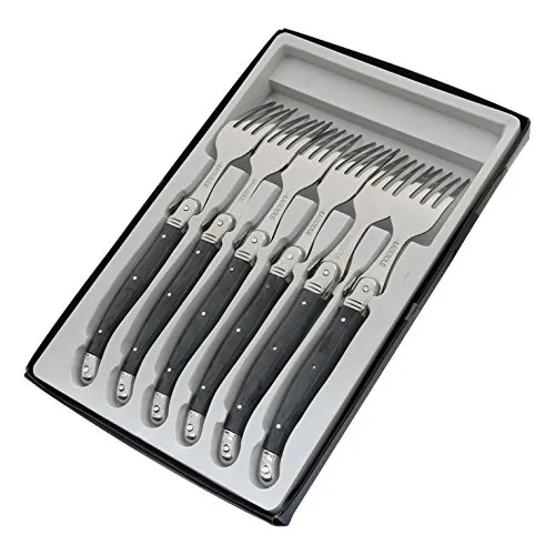 Pradel Excellence Laguiole 7210G-6NT Box mit 6 Gabeln, 25,7 x 16,7 x 2 cm, Marmorgrau