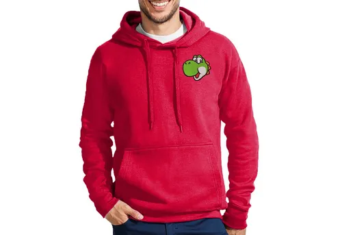 Blondie & Brownie Hoodie YoshiFacePatch Herren Hoodie Retro Gaming - Stylischer Hoodie für Retro Gaming-Fans, aus 100% Baumwolle, weich und atmungsaktiv. Perfekt für entspannte Freizeitlooks, mit coolem Yoshi-Frontprint und Kapuze. Ideal für casual Outfits!