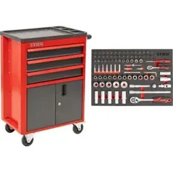 STIER Werkstattwagen 92-teilig mit 3 Schubladen