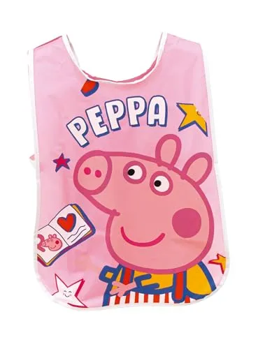 ARDITEX Ärmelloser Schürze PEPPA WUTZ 40x33 cm – Einheitsgröße 2–4 Jahre – PVC mit seitlichen Gummibändern – Ideal für Basteln und Aktivitäten im Kindergarten oder zu Hause