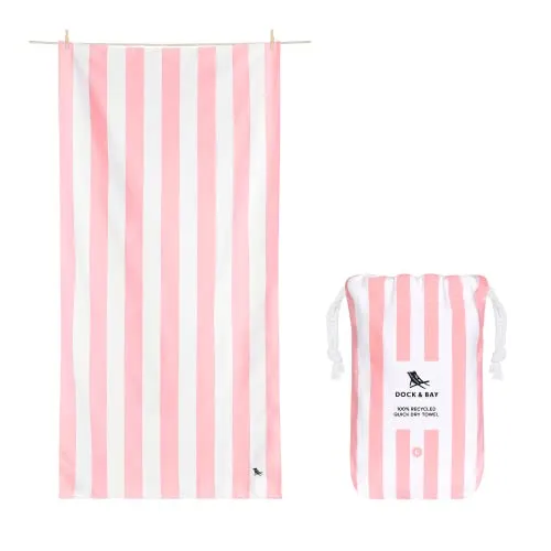 Dock & Bay Strandtuch - schnell trocknend, sandfrei - kompakt, leicht - 100 % recycelt - inklusive Tasche - Cabana Light - Malibu Pink - Extra Large (200x90cm, 78x35