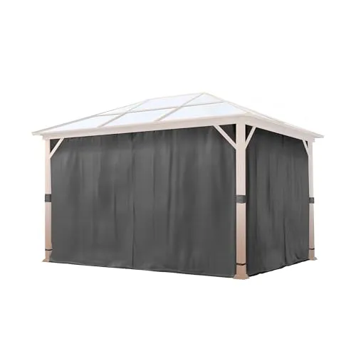 TOOLPORT 4 Seitenteile für Gartenpavillon Forest Deluxe 3x4 m - Polyester ca. 180 g/m² - mit Reißverschluss - grau