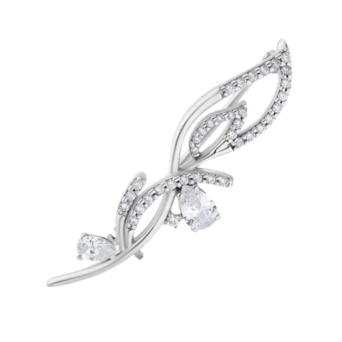 Silber 925 Brosche mit Zirkonia, Blumendesign