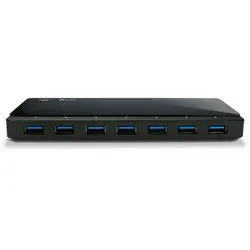 TP-LINK UH720 USB Hub mit 2 Ladeports - 7 Port USB 3.0 - USB Hub mit 7 Ports für bis zu 5 Gbit/s Übertragungsgeschwindigkeit und 2 Ladeports (2,4A) für schnelles Laden von Tablets und Smartphones. Ideal für effizientes Arbeiten.