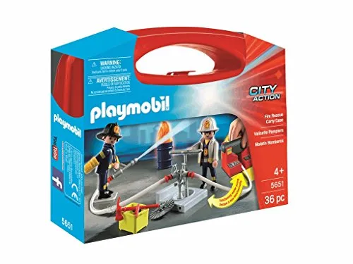 PLAYMOBIL 5651 City Action Mitnehm-Feuerwehrset mit funktionsfähiger Wasserpumpe