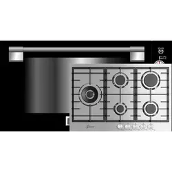 Kaiser Küchengeräte Backofen-Set Herd Set Autark Einbau Gas Backofen 90 cm 79L +Gas-Kochfeld aus Edelstahl 75 cm EG 9371+GCH FG 755, mit 1-fach-Teleskopauszug schwarz