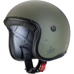 Caberg Freeride X Jethelm in Grün, Größe M für Männer - Motorradhelm mit kratzfestem Visier, doppeltem Nackenschutz und waschbaren Innenpolstern für optimalen Komfort und Sicherheit.
