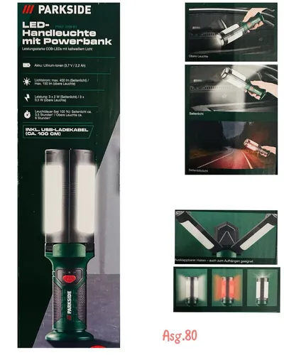 PARKSIDE® LED-Handleuchte PWLF 2200 B1 mit Powerbank