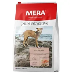MERA® Trockenfutter pure sensitive Adult - Lachs & Reis - Hundefutter für ernährungssensible Hunde, getreidefrei und mit Lachs als einziger Proteinquelle. Enthält wertvolles Colostrum zur Stärkung des Immunsystems und sorgt für eine gesunde Haut und glänzendes Fell.