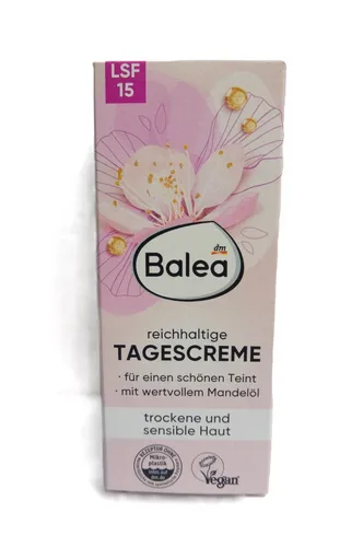 Balea Reichhaltige Tagescreme für trockene und sensible Haut, LSF 15, 50 ml
