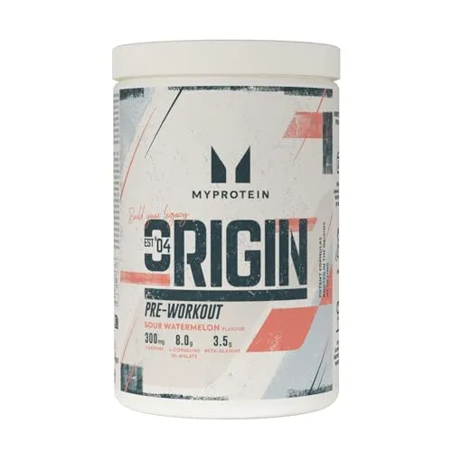 Produktbild Myprotein Origin Pre-Workout Pulver – Saure Wassermelone | 30 Portionen – 600 g | 300 mg Koffein, L-Citrullin & Beta-Alanin |