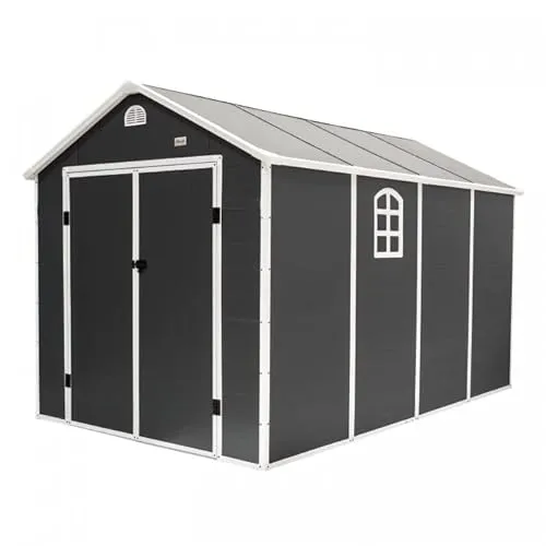 Grindi - Gerätehaus Kunststoff - Gartenhütte - Gartenhaus - Geräteschuppen - Fahrradgarage Gartenaufbewahrung Gartenschrank - 242x368x239 - Bellis III