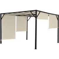 Pergola Beja, Garten Pavillon mit Schiebedach 4x3m - Pavillon mit stabilem 6cm-Stahl-Gestell, ideal für Garten und Terrasse. Profitieren Sie von einem flexiblen Schiebedach für optimalen Sonnenschutz.