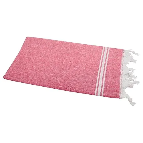 my Hamam, Saunatuch Hamamtuch, Handtuch rot weiß m. Fransen, ca. 80x175 cm für Wellness, Hamam und Sauna Bahar Style