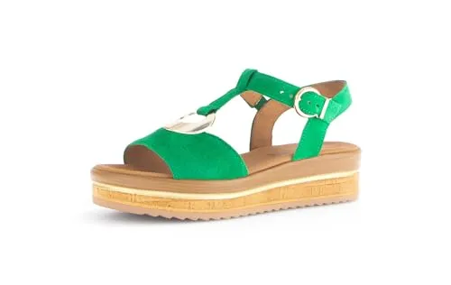 Gabor Damen Plateausandalen, Frauen Sandalen,Best Fitting,Plateausandaletten,Dicke Sohle,bequem,Sommerschuhe,Verde (Gold),37.5 EU / 4.5 UK